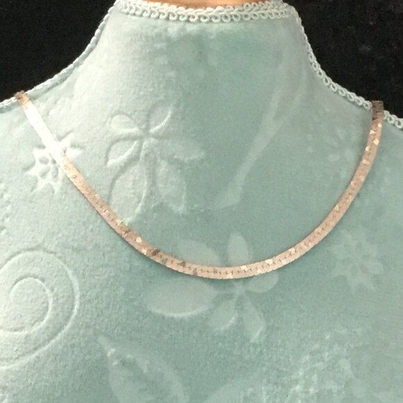 Sterling Silver 925 Italy Laser Cut Textured Herringbone Chain Vintage - Picture 1 of 9